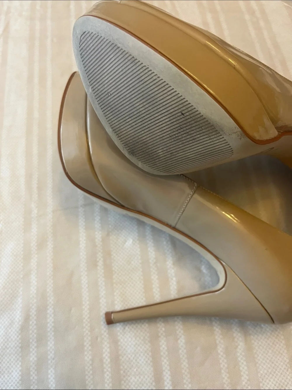 Michael Kors Nude Patent Peep-Toe Platform Pumps